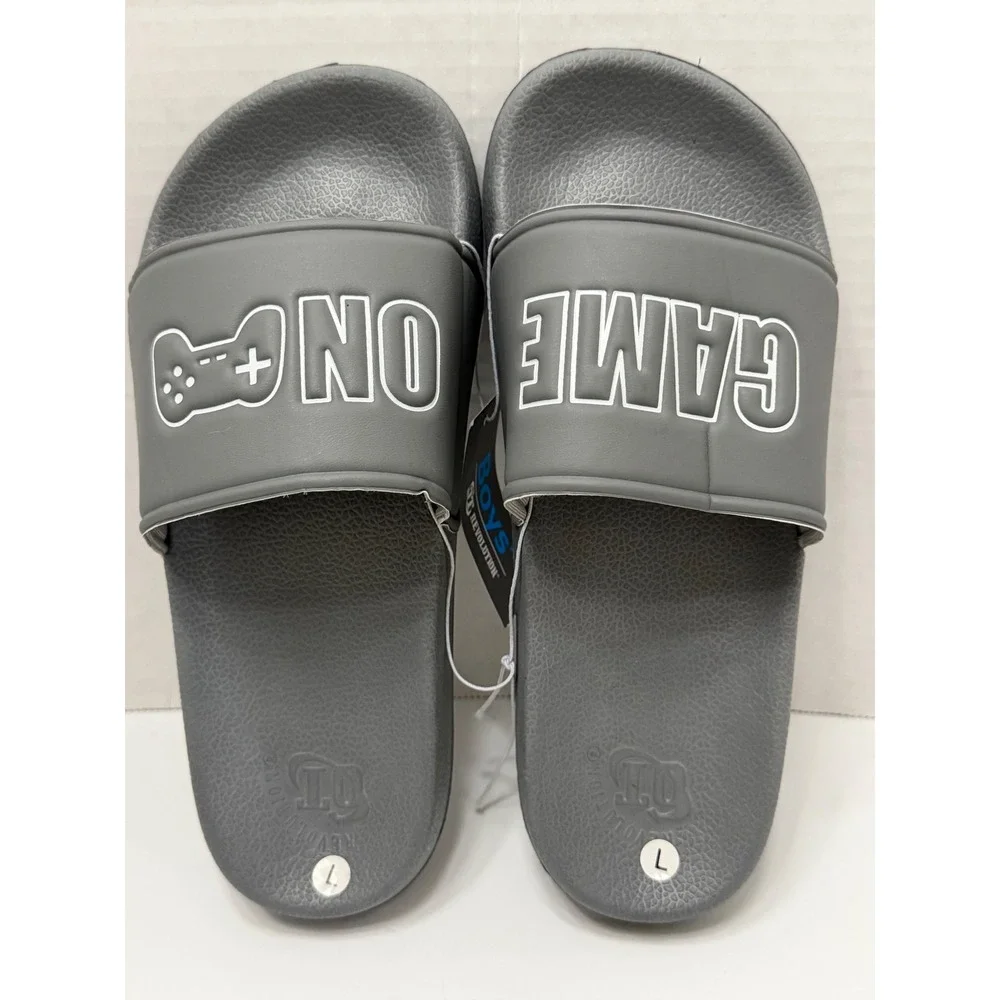 3D Revolution Boys Game On Gray Slide Sandals Video‎ Game Controller Size L 7
